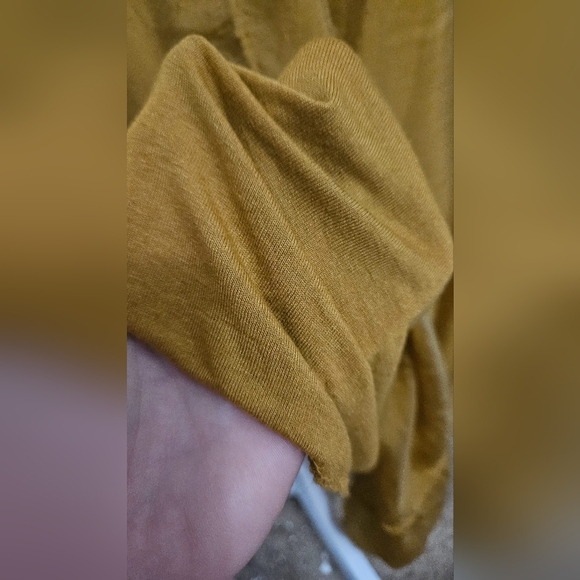 KING KONG Silk Blend Sheen Maxi Boho Flowy Sleeve Dress. Mustard. Size Medium - Picture 15 of 15